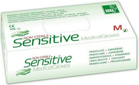Rukavice vyšetř.LATEX zaprášené 100 ks M