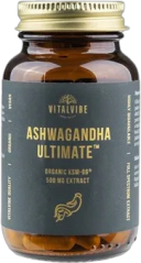 Vitalvibe Ashwagandha Ultimate KSM-66®, extrakt, 500 mg, BIO, 60 vegan kapslí