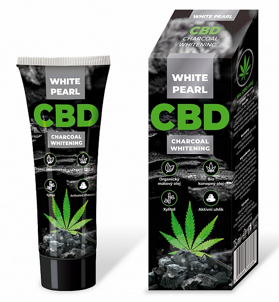 White Pearl CBD Charcoal whitening toothpaste 75ml